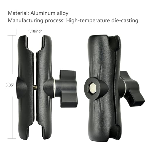 VAUBORTTI Aluminum 1-Inch Ball Mount with Diamond and Round Base, AMPS Hole Pattern for Car Boat Dash Mounting, Compatible with RAM B Size, for GPS Fish Finder Tablet Camera