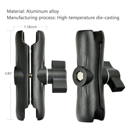 VAUBORTTI Aluminum 1-Inch Ball Mount with Diamond and Round Base, AMPS Hole Pattern for Car Boat Dash Mounting, Compatible with RAM B Size, for GPS Fish Finder Tablet Camera
