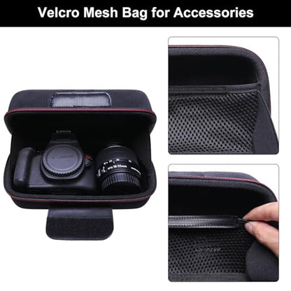 LTGEM Camera Case for Canon EOS Rebel T7 / R50 / R100 / R50 V / T6 / R8 / R10 / RP / SL3 / R5 / T100 DSLR SLR Camera and 18-55mm/18-45mm Lens with Shoulder Strap, Black - color: Black