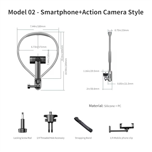 Quick Release Neck Cell Phone Holder for Smartphone and Action Cameras – Hands-Free POV/Vlog Neck Holder Compatible with iPhone Android GoPro DJI Insta360 Devices