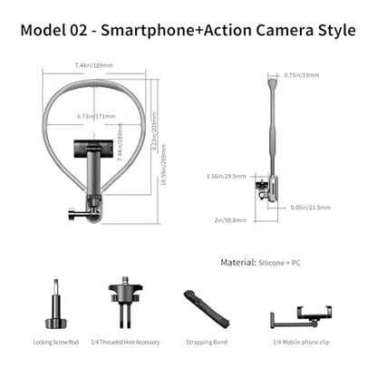 Quick Release Neck Cell Phone Holder for Smartphone and Action Cameras – Hands-Free POV/Vlog Neck Holder Compatible with iPhone Android GoPro DJI Insta360 Devices