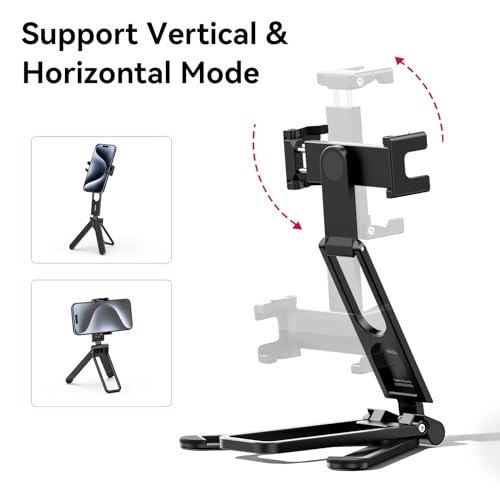 ULANZI MA26 Foldable Phone Tripod, Pocket Cell Phone Vlog Video Tripod Handle Aluminium Smartphone Desk Stand 2 Cold Shoe Small Size All in One Lightweight Portable Vlog Stick for iPhone 17 Samsung