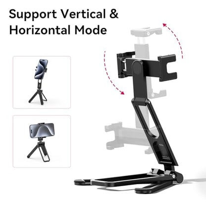 ULANZI MA26 Foldable Phone Tripod, Pocket Cell Phone Vlog Video Tripod Handle Aluminium Smartphone Desk Stand 2 Cold Shoe Small Size All in One Lightweight Portable Vlog Stick for iPhone 17 Samsung