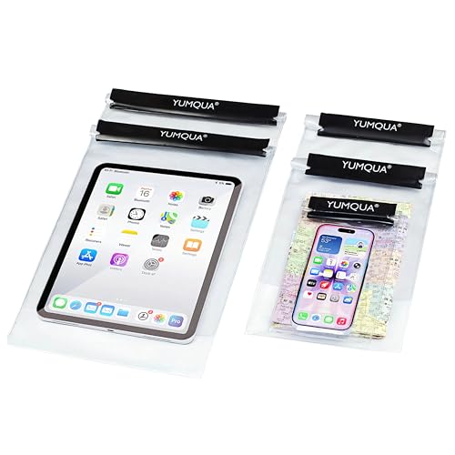 YUMQUA Clear Waterproof Bag, Waterproof Document Pouch Passport Holder Water Tight Map Case Waterproof Pouch Water Proof Small Dry Bags for Kindle Phone Tablet Camera, Kayak Boat PaddleBoard - color: Black-5Pack