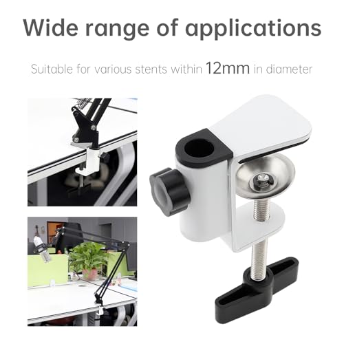 Carbon Steel C Clamp Clip Mount for Camera Monitor, Desktop Mount Holder Universal C-Clamp for Microphone Mic, Table Mount Holder Mounting Bracket Stand for Microphone/Tablet (White)