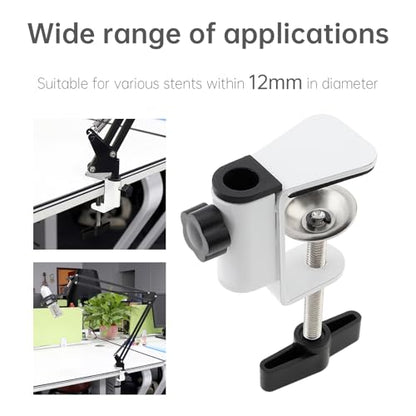 Carbon Steel C Clamp Clip Mount for Camera Monitor, Desktop Mount Holder Universal C-Clamp for Microphone Mic, Table Mount Holder Mounting Bracket Stand for Microphone/Tablet (White)