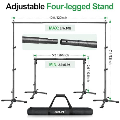 EMART Portable Backdrop Stand Kit with Foldable Cross Flat Base, Adjustable 7ft Height 10ft Width Pipe and Drape Background Hanging Frame Bar for Photography Party Wedding Birthday Photo Studio - size: 7x10FT