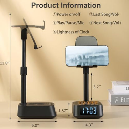 ASEAT Gifts for Men Women, Adjustable Phone Stand Bluetooth Speaker, Birthday Gifts Him Husband, Phone Holder for Kitchen Desk Bedroom, Cool Tech Gadget for Dad Mom Boyfriend, Christmas Ideal