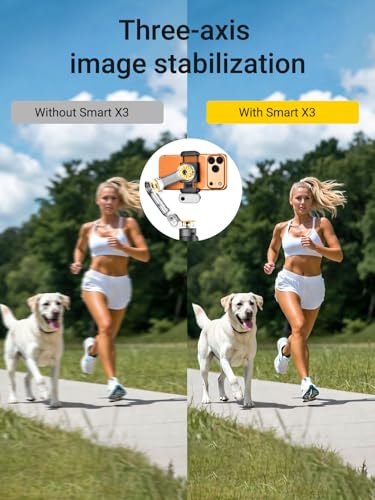 AOCHUAN AI Face Tracker Gimbal Stabilizer for iPhone w/Magnetic Remote, 360° Pan Rotation 3-Axis Gimbal for iPhone, Stabilizer w/Light, Built-in Extension Rod & One-Touch Open Tripod, Volg, Sport - size: X3AI