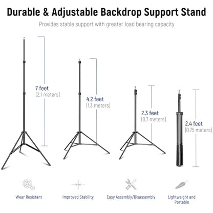 Neewer Backdrop Stand 10ft x 7ft, Adjustable Photo Studio Backdrop Support System for Wedding Parties Background Portrait Photography with 4 Crossbars, 8 Clamps,2 Black Sandbags and Carrying Bag-BLACK