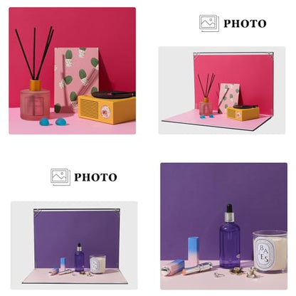 BEIYANG Photo Backdrop Board with 10PCS Background Paper, 16x11.5 Inch Pink & Purple Photo Background for Table Top Food, Product,Jewelry, Background Table Top Kit - Flat Lay Props