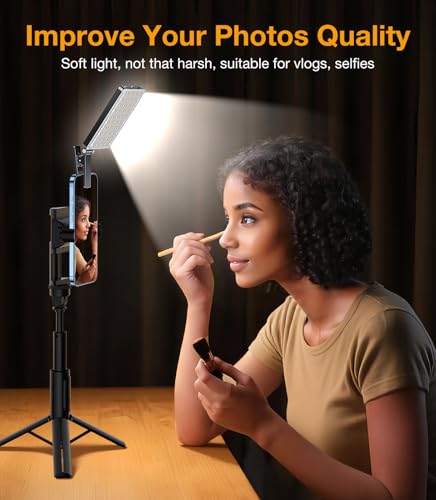 Coolpow Portable Selfie Light【84 LED】Rechargeable Phone Fill Lights with Clip【3 Light Modes】Portable Led Clip on Light for iPhone/Tablet/Laptop CRI97+ Perfect for Selfies Makeup TikTok Video Recording