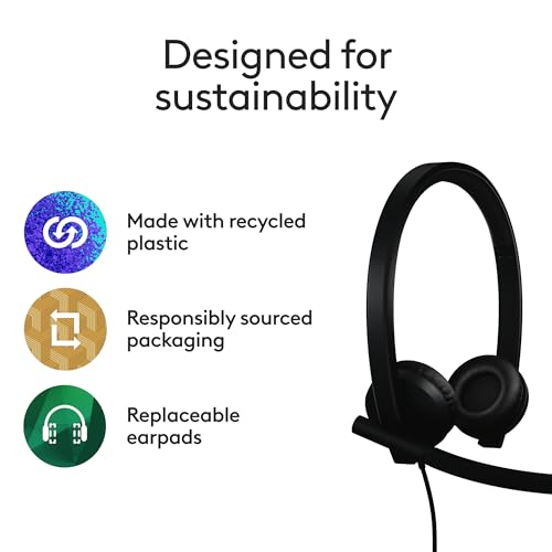 Logitech H570e USB Headset with Microphone for PC and Mac, USB-C Wired Headset with Stereo Sound, Noise-Canceling Mics and Inline Controls, Certified for Microsoft Teams, Black (Pack of 12) - size: Teams (Pack of 12), style: Stereo
