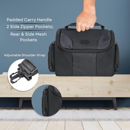 Large Digital Camera / Video Padded Carrying Bag / Case for Nikon, Sony, Pentax, Olympus Panasonic, Samsung, and Canon DSLR Cameras + eCostConnection Microfiber Cloth - style: Large
