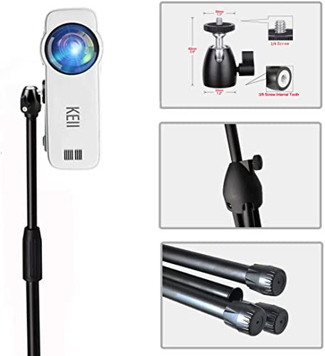 Upgrade Mini Projector Tripod Stand, Adjustable 29-57 inches Floor Stand Holder with Upgrade 360°Swivel Ball Head for Webcam,Small Camera,Tray,Mini Projector - size: 29-57in