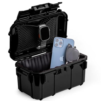 Evergreen 58 Waterproof Dry Box Protective Case - Travel Safe/Mil Spec/USA Made - for Cameras, Lenses, Phones, Pistols, First Aid, Boating, Water Sports, Tacklebox, Ammo Can, Deck Boxes - color: Black