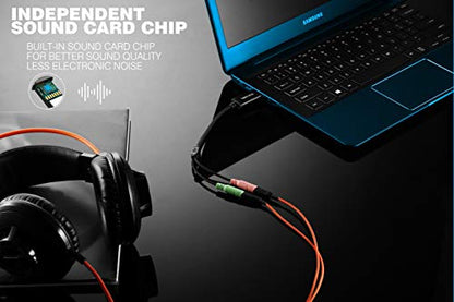 DuKabel USB to 3.5mm Jack TRS AUX Adapter for Built-in USB Sound Card with Separate Plug TRS 3 Pole Microphones [Metal Housing & Durable Braided / 9.8inch] - size: 9.8 inch / 25 cm