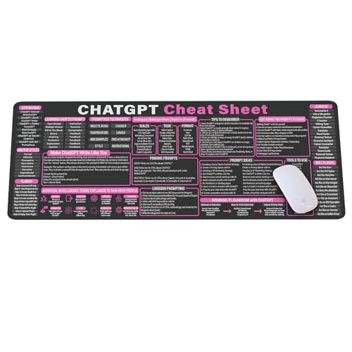 Chat GPT Cheat Sheet Mouse Pad - Large ChatGPT Quick Reference Desk Mat, AI Cheat Sheet Mouse Pad for Developers, Essential Computer Accessories for Study, Work, and Reference Purposes KMH - color: Chat GPT