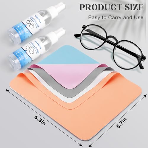 Navona 30 Pack Microfiber Glasses Cleaning Cloths with 2 Lens Cleaner Sprays | Premium Eyeglass Cleaning Cloths for Glasses, Sunglasses, Camera Lens & Screens – Streak-Free, Safe for Electronics