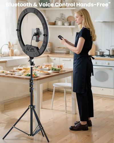 22" Large Ring Light with Stand,Foldable LED Big Ring Light Tripod for iPhone Phone Ipad, 75" Tall Tripod Touch Screen,Wireless Remote for Live Stream,YouTube,TikTok Video Shooting - color: Black