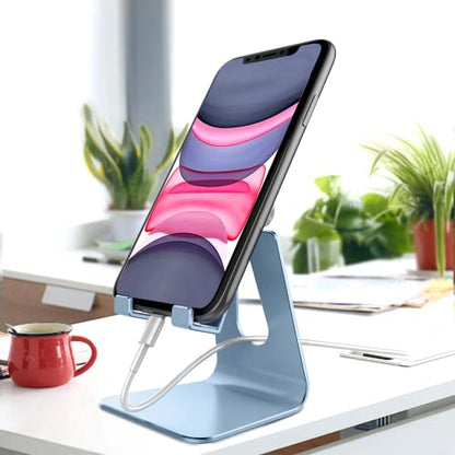 CreaDream Adjustable Cell Phone Stand, Phone Stand, Cradle, Dock, Holder, Aluminum Desktop Stand Compatible with Phone 13 12 Pro Max Charging, Accessories Desk, All Mobile Phones, Sierra Blue - color: Sierra Blue