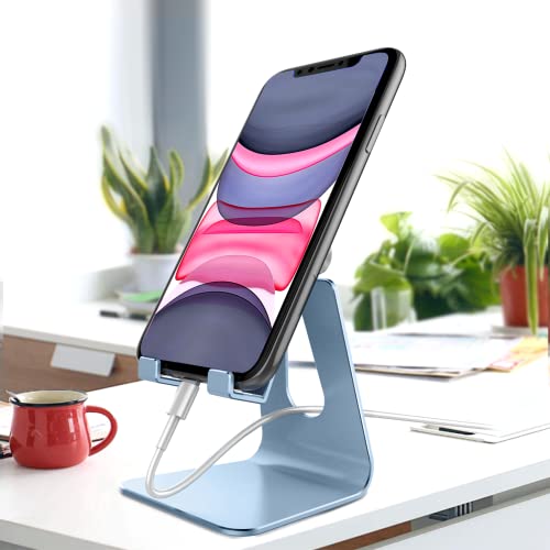 CreaDream Adjustable Cell Phone Stand, Phone Stand, Cradle, Dock, Holder, Aluminum Desktop Stand Compatible with Phone 13 12 Pro Max Charging, Accessories Desk, All Mobile Phones, Sierra Blue - color: Sierra Blue