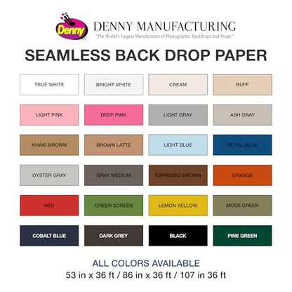 Denny Manufacturing - Seamless Paper Backdrop for Photography, Buff Seamless Paper Roll (86 in x 36 ft) Includes Free Roll Black Gaffer Tape (2 in x 13 ft) - color: Buff, size: 86 in x 36 ft