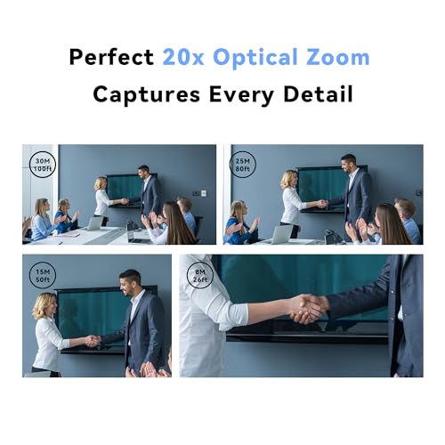 Tenveo VLoop PTZ Camera with 20X Optical Zoom Wide View Angle USB3.0/HDMI Works with Zoom Skype Teams FHD 1080P for Video Conference Red Dot Design Winner (VL20H) - color: Platinum Silver