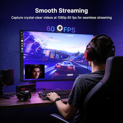 NexiGo 4K Streaming Webcam Kit, N680E Pro UHD Webcam w/Ring Light, PDAF Autofocus, 1080p 60FPS, Dual Noise-Canceling Mics, Privacy Shutter, Flexible Tripod Stand, for Zoom/Teams/Twitch/Google Meet