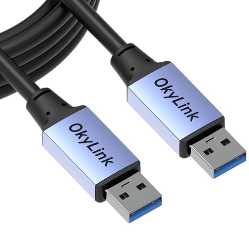 OkyLink USB 3.0/3.2 Gen 1 Data Cable A to A, Male to Male 5Gbps, 10ft | 3M, Aluminum Housing, for Label Printer and Office Equipment - color: USB3.0(5Gbps), size: 10ft (3m)
