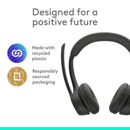 Logitech Zone 301 Wireless Bluetooth Headset with Noise-Canceling Microphone, Compatible with Windows, Mac, Chrome, Linux, iOS, iPadOS, Android – Graphite - color: Graphite