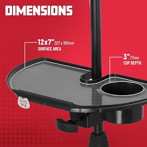 Gator Frameworks Microphone Stand Accessory Tray with Drink Holder and Guitar Pick Tab, 12" x 7" (GFW-MIC-ACCTRAY) (Pack of 6) - size: 12" x 7" Standard Tray - 6 Pack, style: Standard Tray