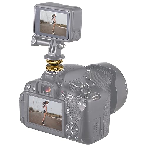 MINIFOCUS 4 Packs Camera Hot Shoe Mount Adapter, Double Nut with 1/4" and 3/8" Aluminum Alloy Tripod Screw Flash Shoe Mount for LED Monitors, Microphone, DSLR Field Monitor