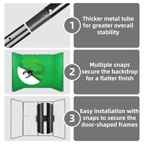 7.87ft x 13.12ft Green Screen Backdrop Kit with Stand, Adjustable Background with Heavy Duty Stand, Large Collapsible Backdrop for Studio Photography, Video Shooting, Live Streaming, Gaming