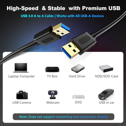 USB 3.0 Male to Male Cable 3Ft,USB to USB Cable with Gold-Plated Connector for Hard Drive Enclosures, DVD Player, Laptop Cooler (3Ft/1M) - size: 3 ft/1 m