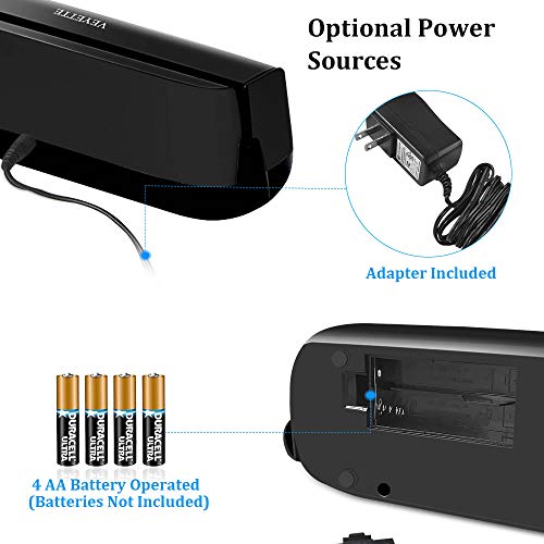 Electric 3 Hole Paper Punch, VEYETTE Paper Puncher with Adapter for Office School Studio, 20 Sheet Capacity, AC or Battery Black - color: Black