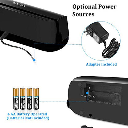 Electric 3 Hole Paper Punch, VEYETTE Paper Puncher with Adapter for Office School Studio, 20 Sheet Capacity, AC or Battery Black - color: Black