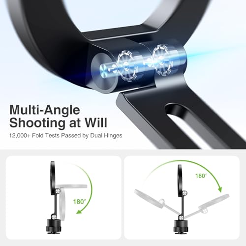 elitehood Magnetic Phone Tripod Mount for Magsafe, Aluminum iPhone Tripod Mount Adapter with 1/4” Screw, Cold Shoe Phone Holder for Camera, Compatible with iPhone 16/15/14/13 Series - style: Cold Shoe Base