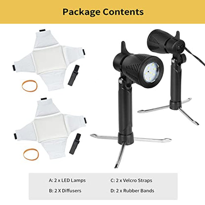 Meking Mini Softbox Photography Lighting Kit, 2700K Tabletop Led Lamp Continuous Warm Lighting System for Small Product Photo Video Studio Shooting, 2 Pieces - color: Warm Light