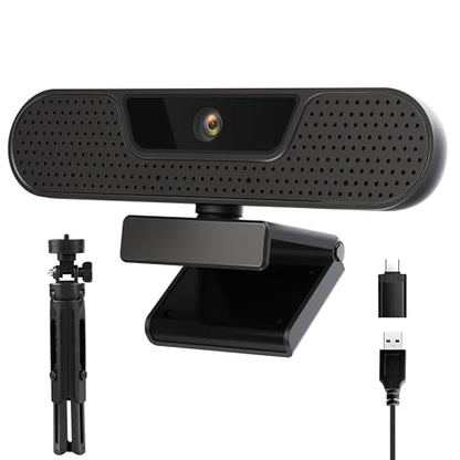 1080P 60FPS Webcam, VIZOLINK FHD computer video camera with 4 Noise-canceling Microphone, Privacy Cover and Tripod for PC/Mac, Work with Live Streaming, Gaming, Video Calls, ZOOM, Skype, OBS, Facetime - style: 2K/75°FOV