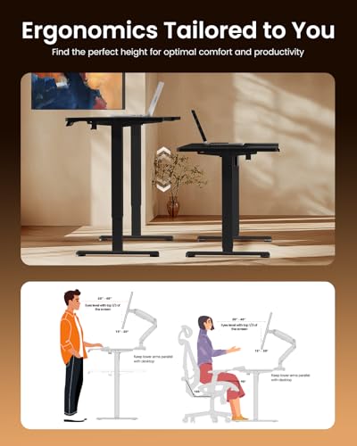 ErGear Height Adjustable Electric Standing Desk, 55 x 28 Inches Sit Stand up Desk, Memory Computer Home Office Desk, Carbon Fiber Black - color: Carbon Fiber Black, size: 55.1 X 27.6 Inches