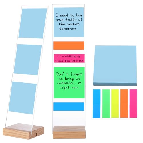 2 Pcs Acrylic Monitor Memo Board with Removable Stand Portable Monitor Sticky Note Board Sticky Notes Index Tabs for Computer Screen Monitors, Office Desk Accessories, No Screen Damage