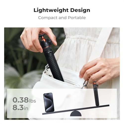 K&F CONCEPT MS62 25.6'' Mini Selfie Stick Tripod Stand | 5 Levels 360° Ball Head, Cold Shoe, Compatible with DJI Osmo Pocket 4/3 Action5 GoPro Hero13 Insta360 Luna Ultra