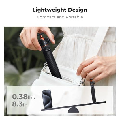 K&F CONCEPT MS62 25.6'' Mini Selfie Stick Tripod Stand | 5 Levels 360° Ball Head, Cold Shoe, Compatible with DJI Osmo Pocket 4/3 Action5 GoPro Hero13 Insta360 Luna Ultra