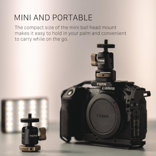 Tilta Mini Ball Head Mount | Adjust Angle of External Monitors or On-Board Lights | Ensures Accessories Stay Secure | Easy to Adjust (1/4"-20 with Locating Pins) TA-MBH-1420-B - style: 1/4"-20 with Locating Pins