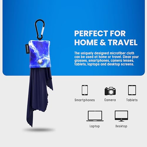 Microfiber Cloth & Glasses Wipes (1 Pack) Lens & Glasses Cleaning Cloth - Eyeglass Cleaner - Camera Lenses & Gadget Delicate Screens - Blue - color: Blue Lightning, size: 1 Pack