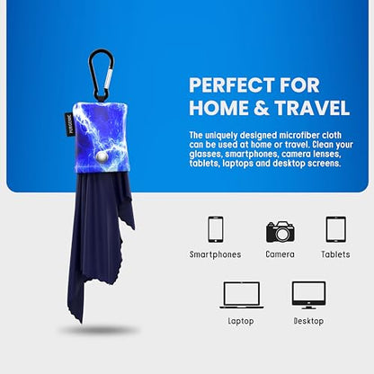 Microfiber Cloth & Glasses Wipes (1 Pack) Lens & Glasses Cleaning Cloth - Eyeglass Cleaner - Camera Lenses & Gadget Delicate Screens - Blue - color: Blue Lightning, size: 1 Pack