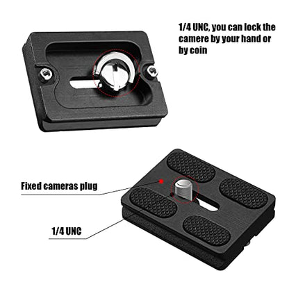Frienda 2 Pieces Metal Quick Release Plate with 1/4''-20 Camera Screw Tripod Mount Plate Fits Standard for DSLR Camera Tripod Ball Head(Black,Pu50) - color: Black, style: PU50