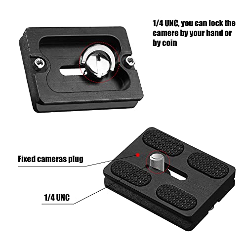 Frienda 2 Pieces Metal Quick Release Plate with 1/4''-20 Camera Screw Tripod Mount Plate Fits Standard for DSLR Camera Tripod Ball Head(Black,Pu50) - color: Black, style: PU50