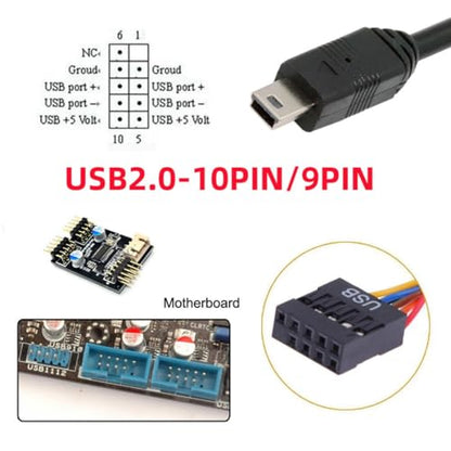 chenyang USB 2.0 9Pin 10Pin Motherboard Header to Mini USB 5Pin Data Cable 0.5M - style: Mini USB
